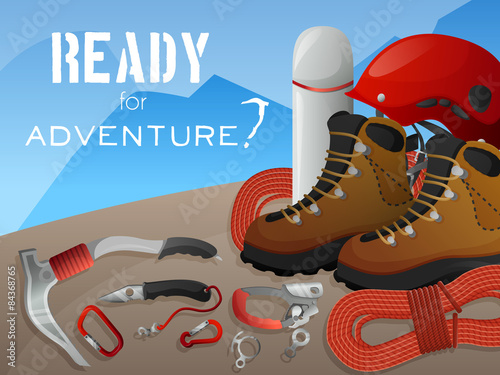 Mountain climbing adventure background banner