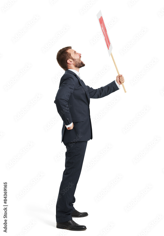 screaming businessman with placard screaming businessman with placard