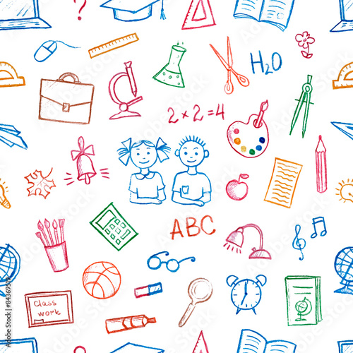 Seamless pattern doodles elements.