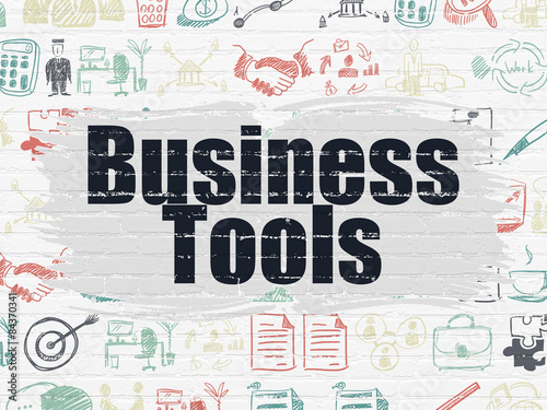 Business concept: Business Tools on wall background