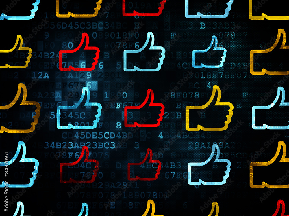 Social network concept: Thumb Up icons on Digital background Social network concept: Thumb Up icons on Digital background