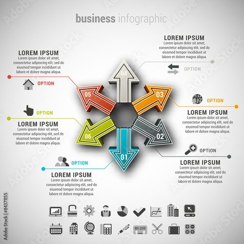 Business infographic made of arrows.