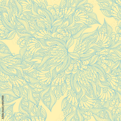 Seamless pattern with doodle flowers in yellow 