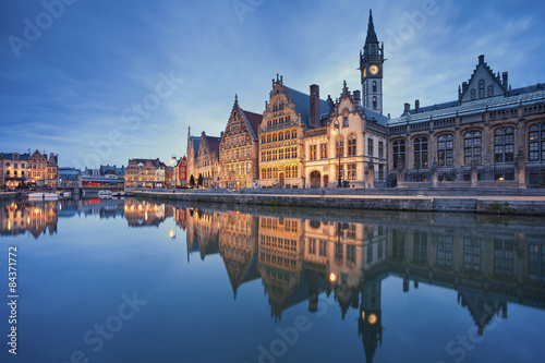 Ghent. Image of Ghent, Belgium during twilight blue hour.