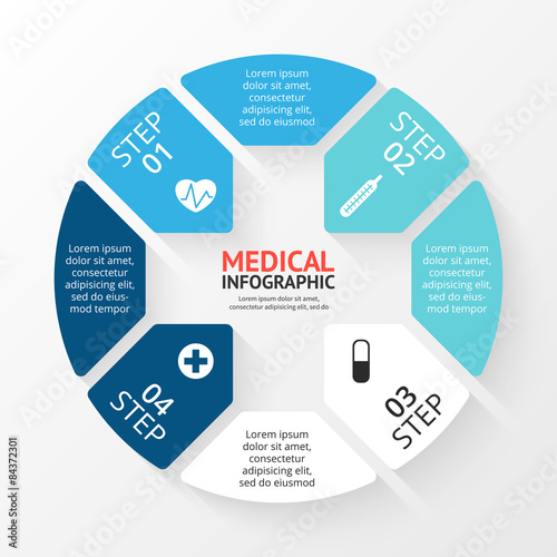 Vector circle plus sign infographic. Template for diagram, graph