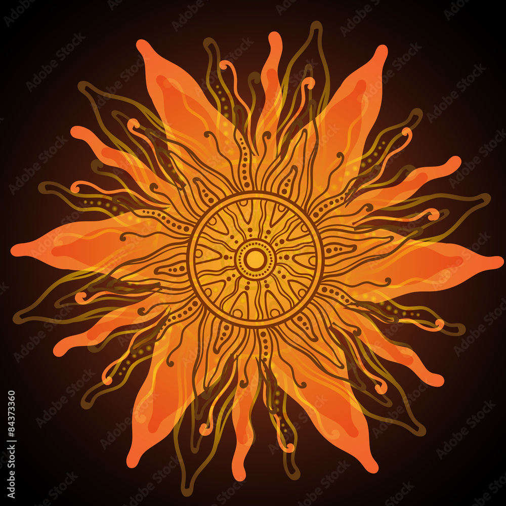 Vector ornamental sun with a lot of details. Vector ornamental sun with a lot of details.