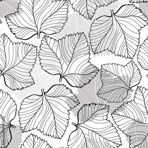 Seamless monochrome pattern with foliage.