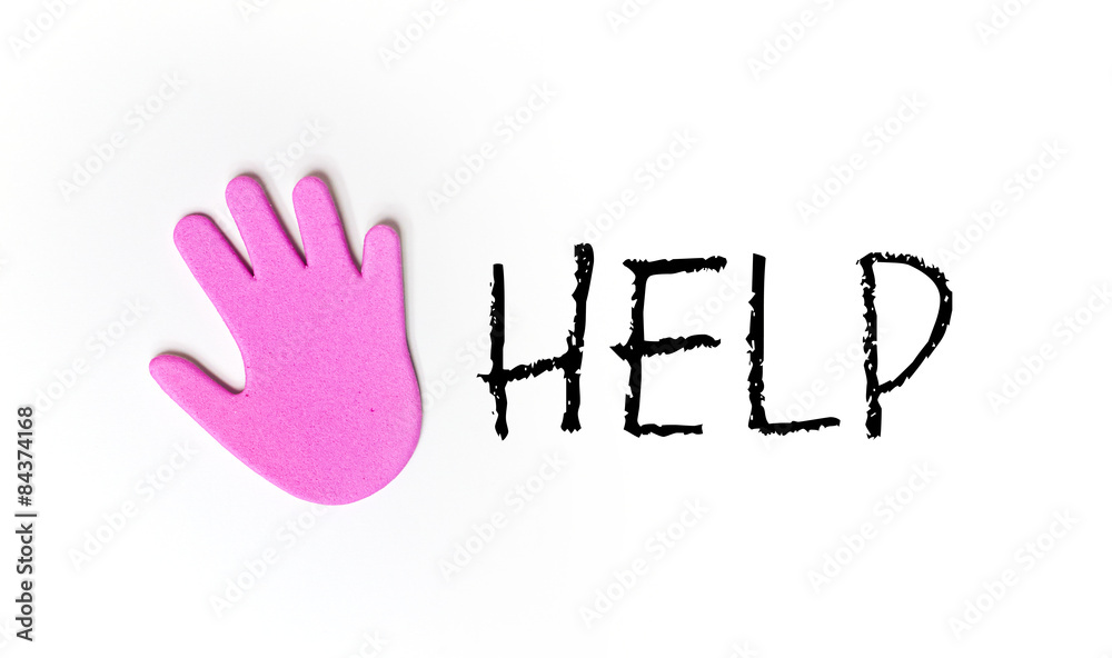 Fototapeta premium pink hand - having a message - help