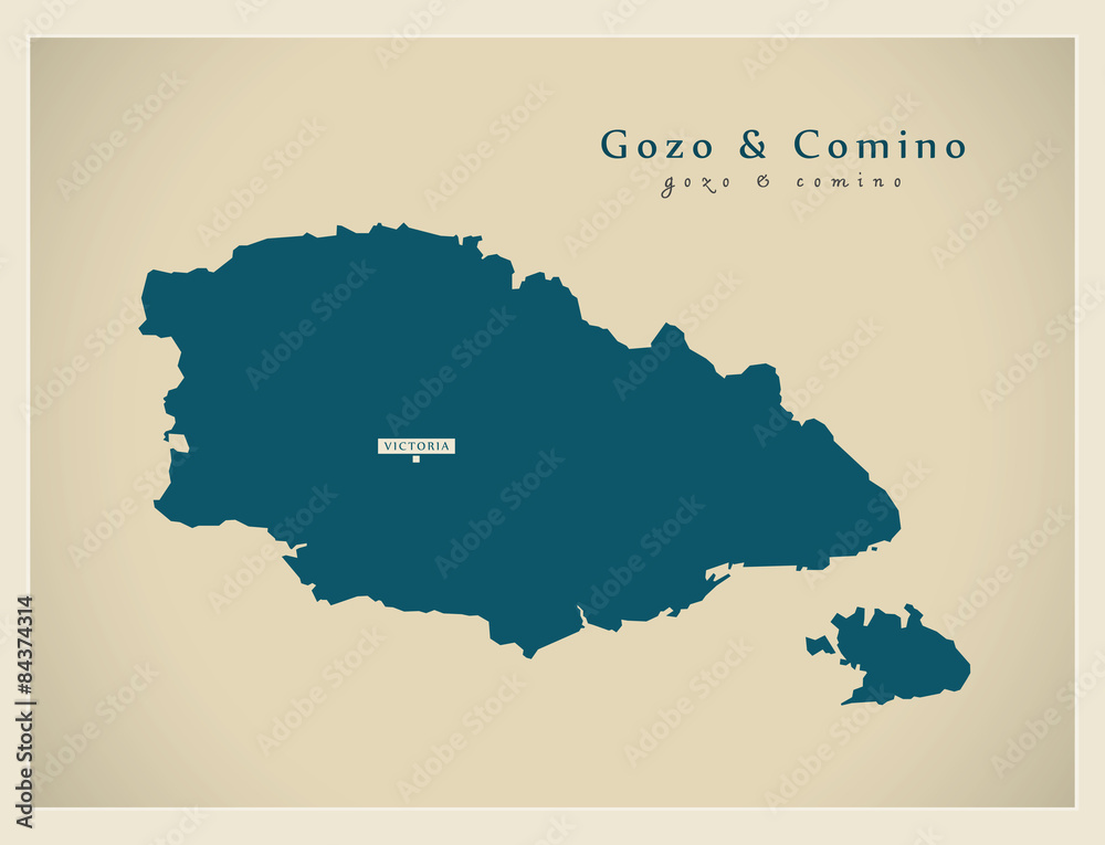 Modern Map - Gozo and Comino MT