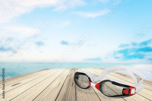 Swimming Goggles, Isolated, Water.