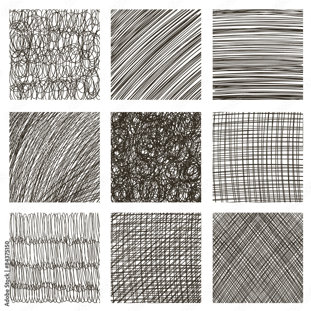 Fototapeta Vector set of hand drawn squares. Sketch, set of textures.
