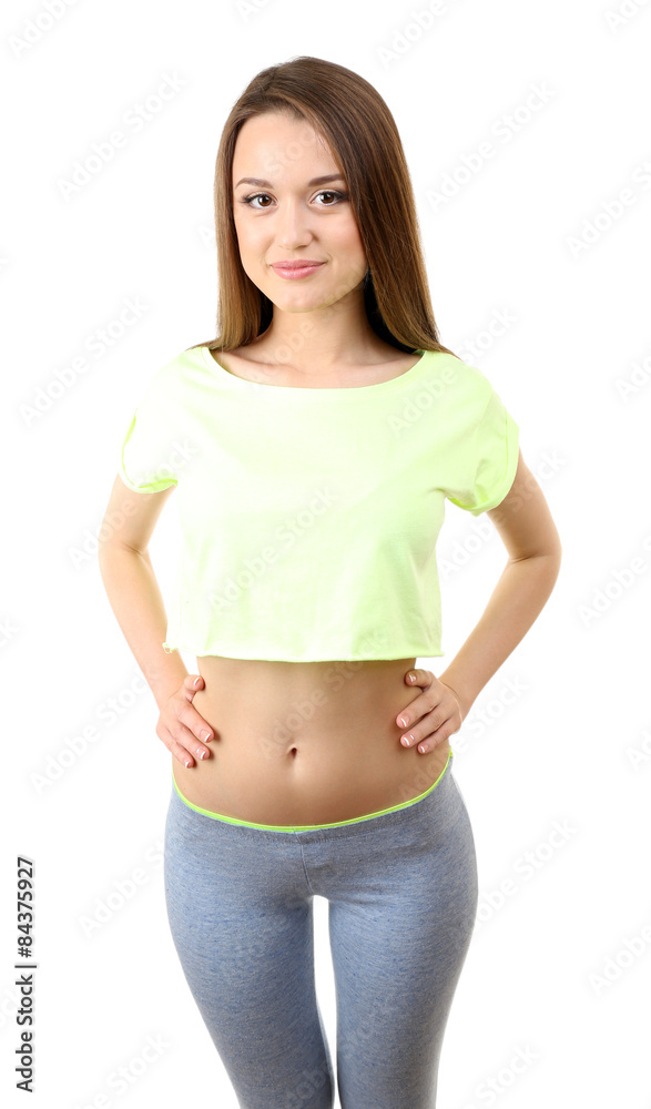 Portrait of young slim woman isolated on white Portrait of young slim woman isolated on white