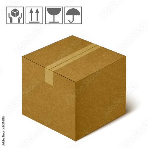 Realistic Cardboard Box Isolated On White Background