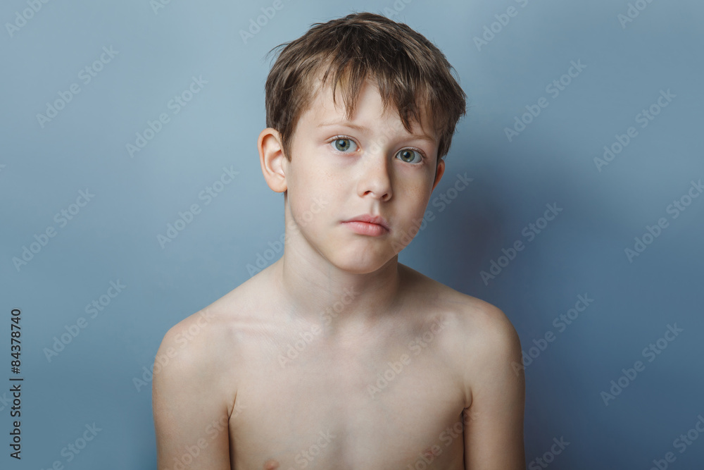 A Boy Of Years Of European Appearance Naked Torso Portrait On Stock