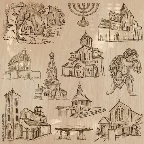Religion around the World - freehand vectors, pack