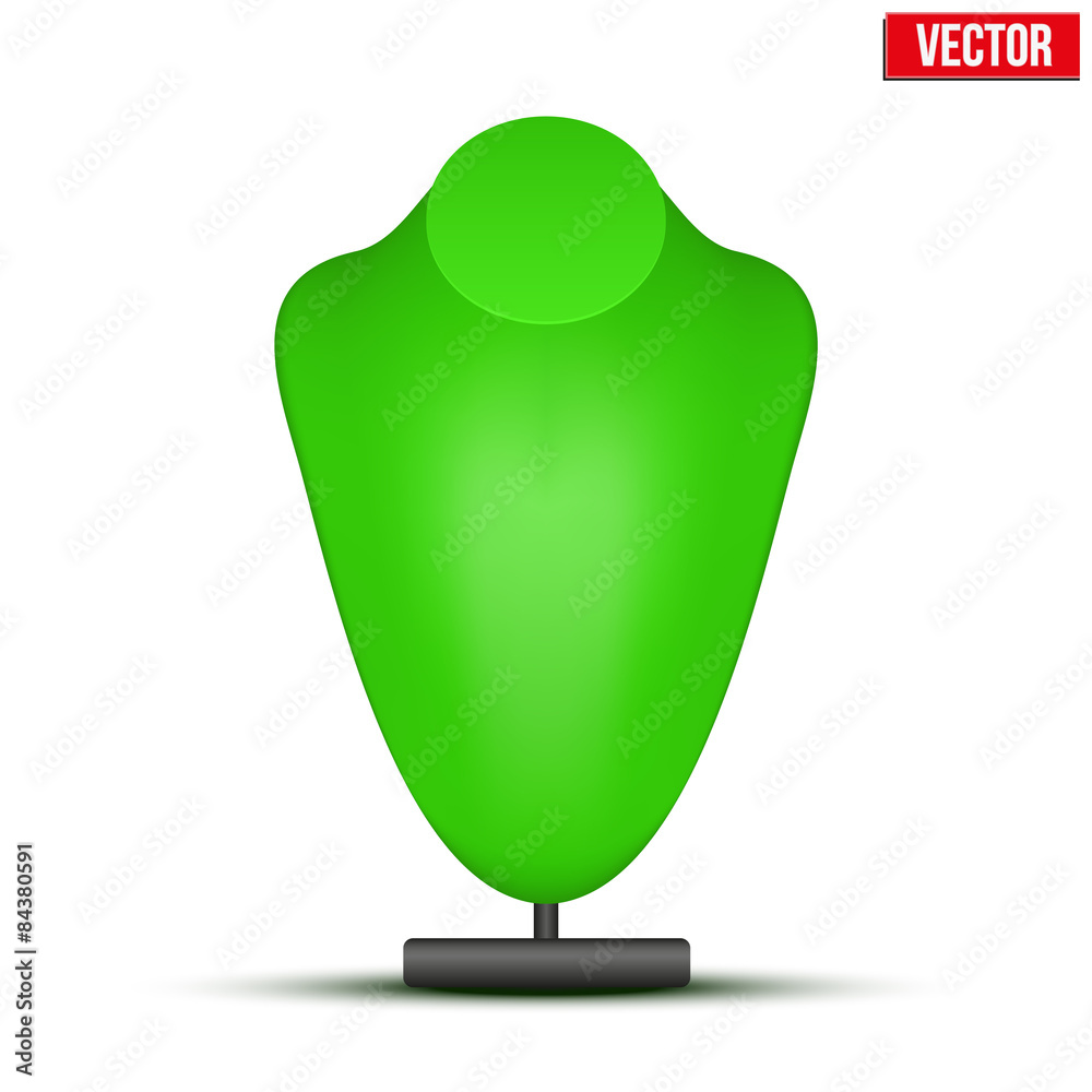 Realistic green dummy necklace bust. Vector Illustration. Realistic green dummy necklace bust. Vector Illustration.