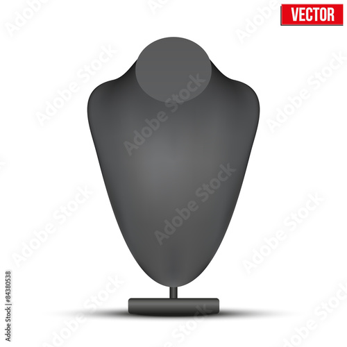 Realistic black dummy necklace bust. Vector Illustration.