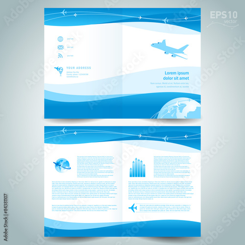 booklet catalog brochure folder airplane takeoff flight tickets