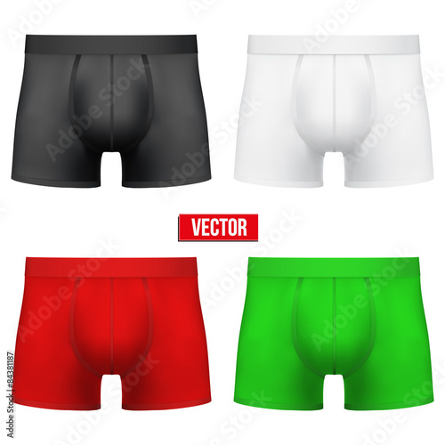 Set Male of different colors underpants briefs. Vector Illustration