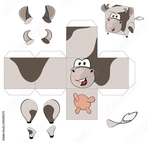 A cow cube.Toy for assemblage