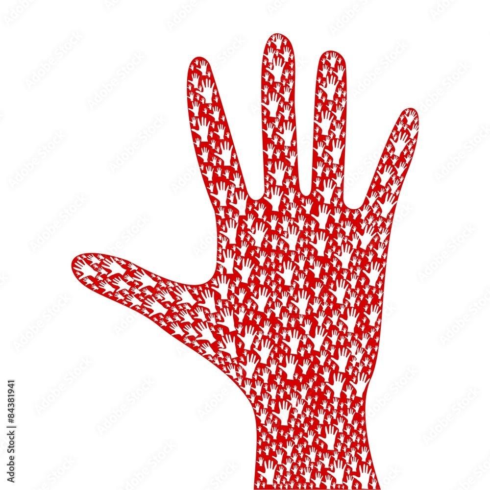 The Shape of the human hand red