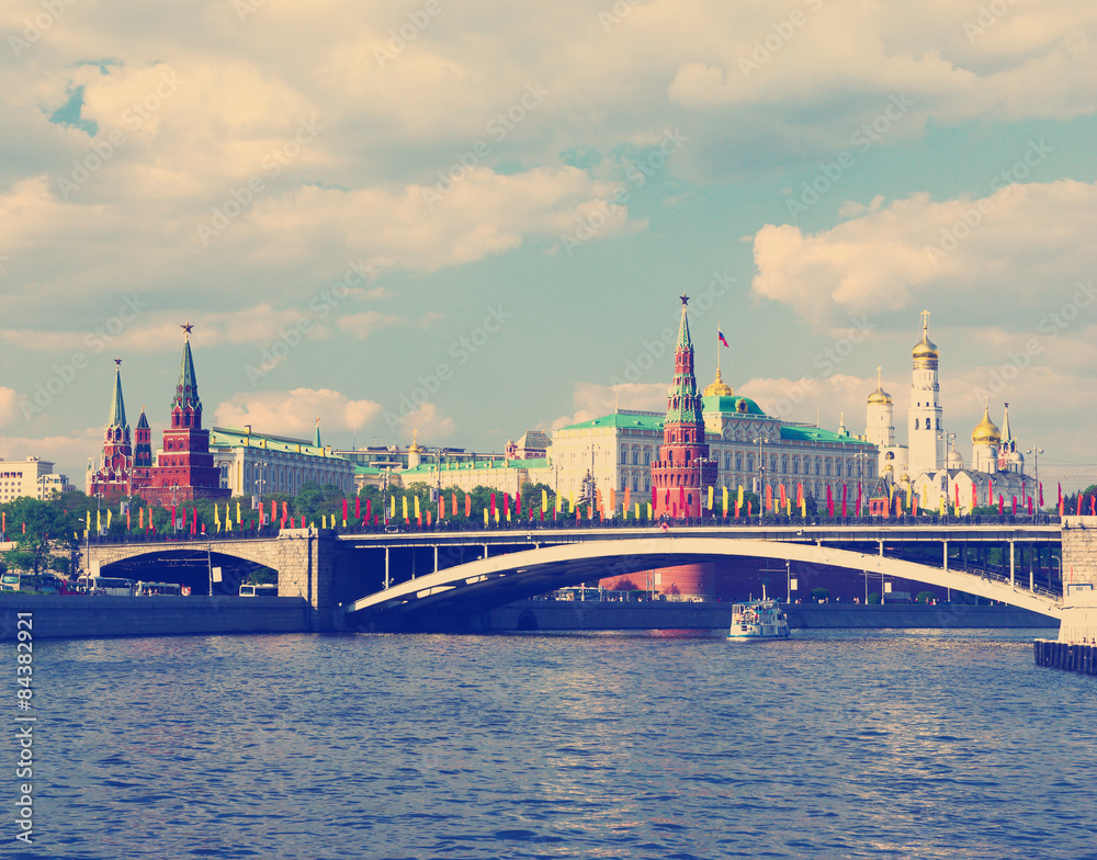 View of Moscow river and Kremlin embankment