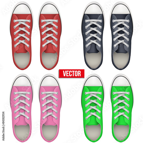Set of pair simple gumshoes. Realistic Vector Illustration.