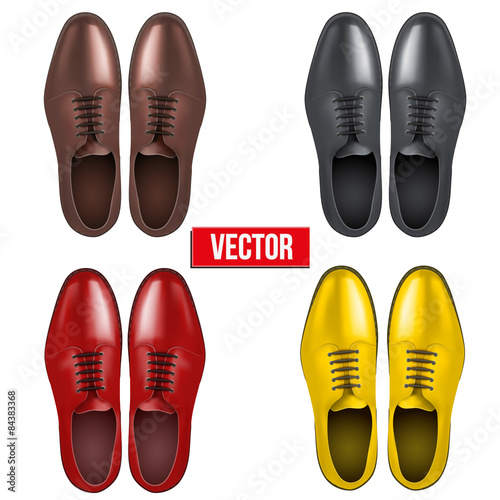 Set of Male fashion classic shoes. Vector.