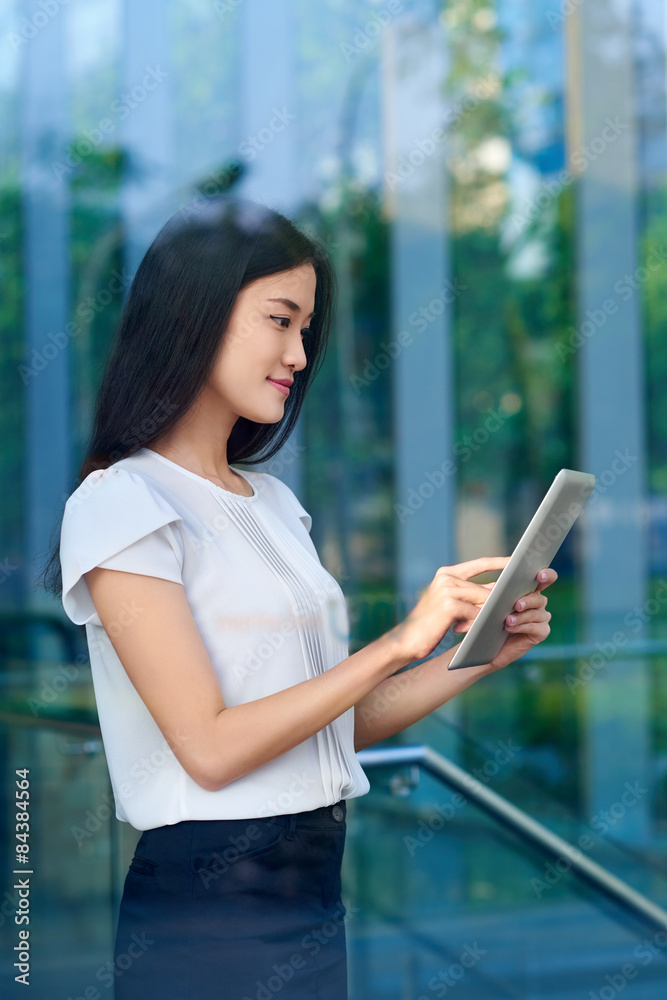 business woman tablet business woman tablet