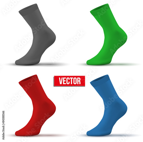 Set of different colors Realistic layout socks. A simple example. vector