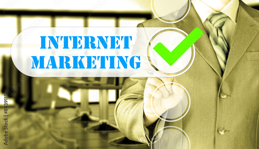 business man pressing checkbox internet marketing business man pressing checkbox internet marketing