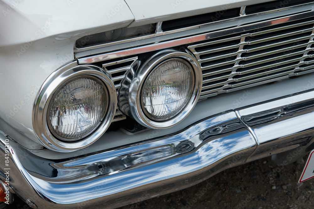 Details of headlight of a vintage car