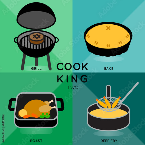 COOK KING TWO  4 of cooking process with different cooking utensils.