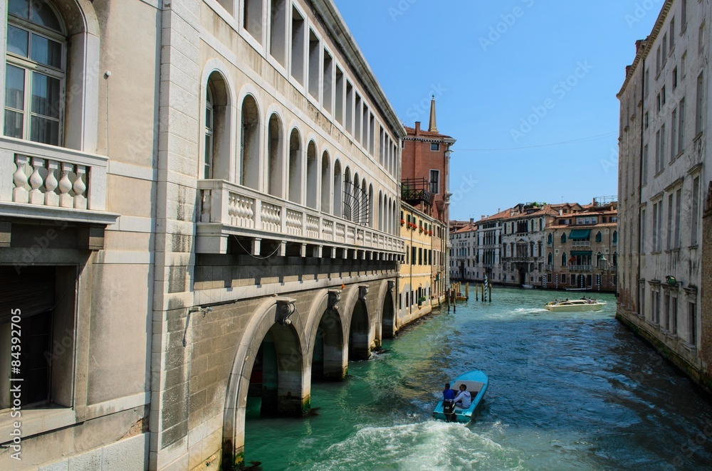 Speedboad in rio dei tolentini channel, Venice, Italy