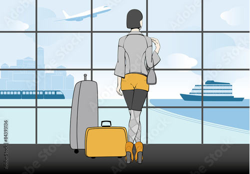 WOMEN TRAVELING. IN TERMINAL