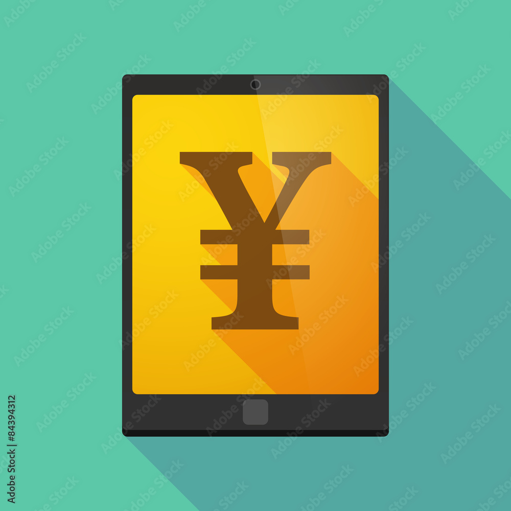 Obraz premium Tablet pc icon with a yen sign