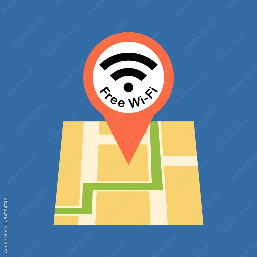 Finding free Wi-Fi zone concept . Flat design.