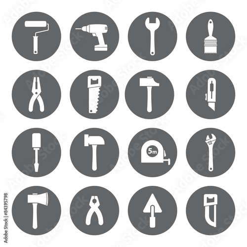 Flat working tools icons