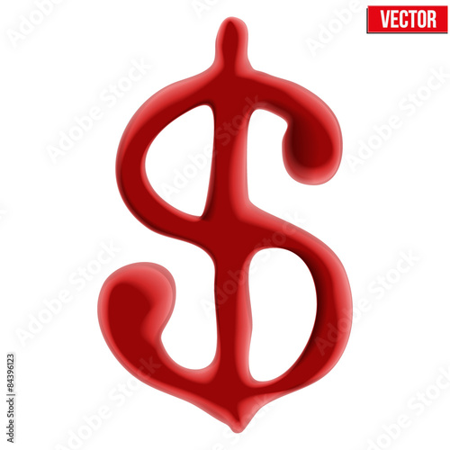 Red blood dollar sign on white background