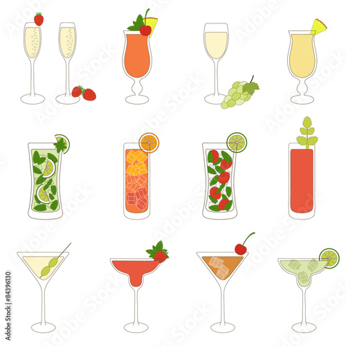  Set of Cocktails and Alcohol Drinks