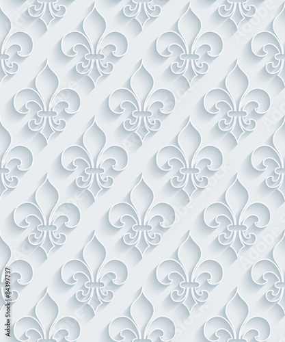 White paper with outline extrude effect. Abstract 3d seamless background. Halftone vector EPS10.