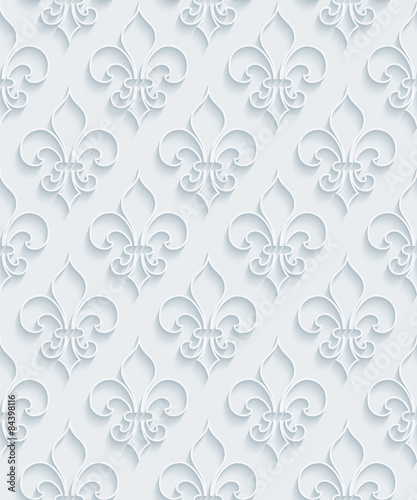 White paper with outline extrude effect. Abstract 3d seamless background. Halftone vector EPS10.