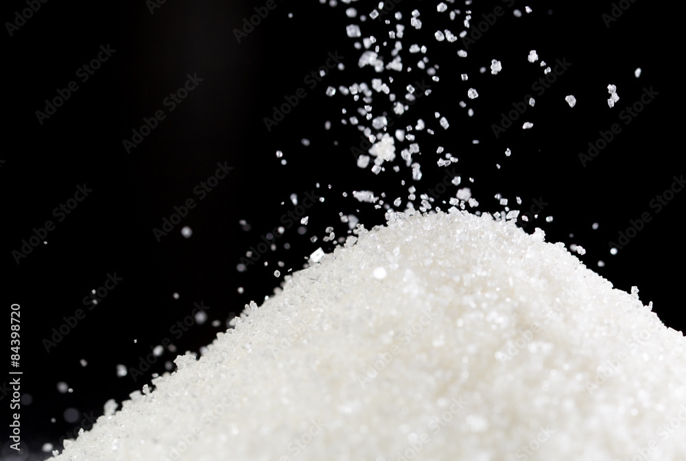 sugar on a black background