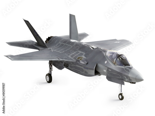 F35 strike aircraft angled on a Isolated white background