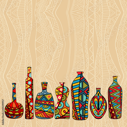 Ethnic Background With Fancy Bottles photo