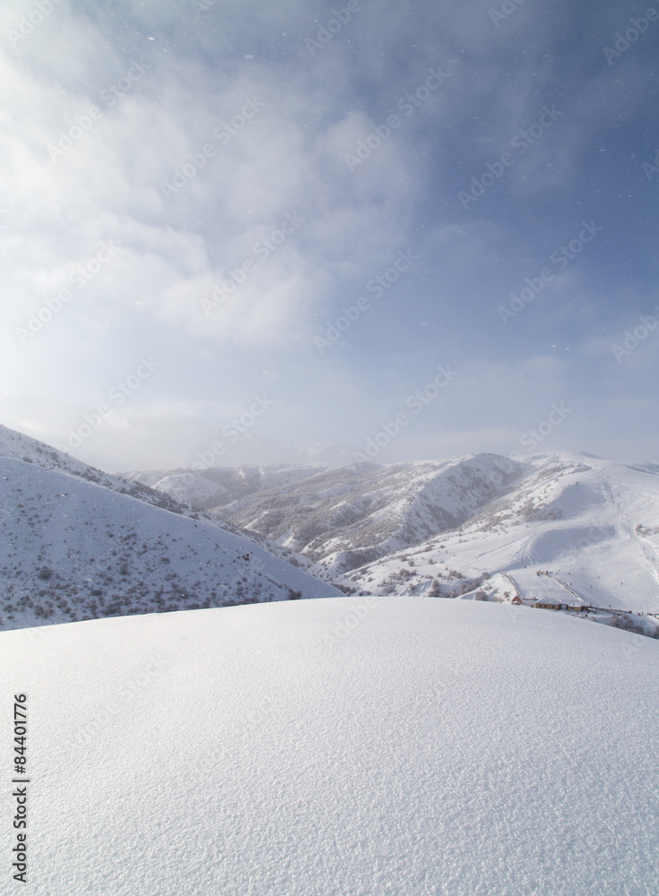 snowy mountains in Kazakhstan