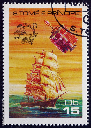 Postage stamp Sao Tome and Principe 1978 Sailing Ship and Satell photo