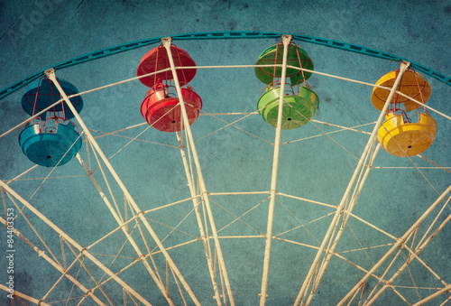 Vintage grunge background with ferris wheel