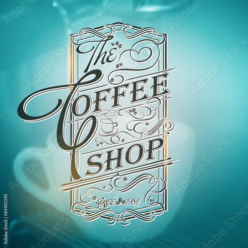  Coffee shop Typography on blurred  Background 