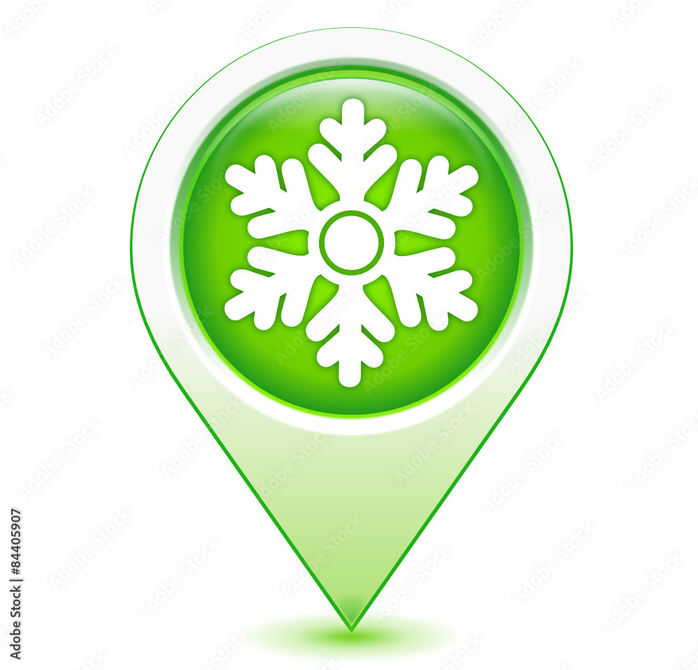 flocon de neige sur marqueur géolocalisation vert flocon de neige sur marqueur géolocalisation vert